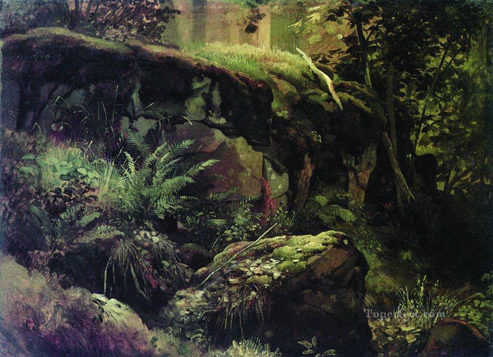 piedras en el bosque valaam 1860 paisaje clásico Ivan Ivanovich Pintura al óleo